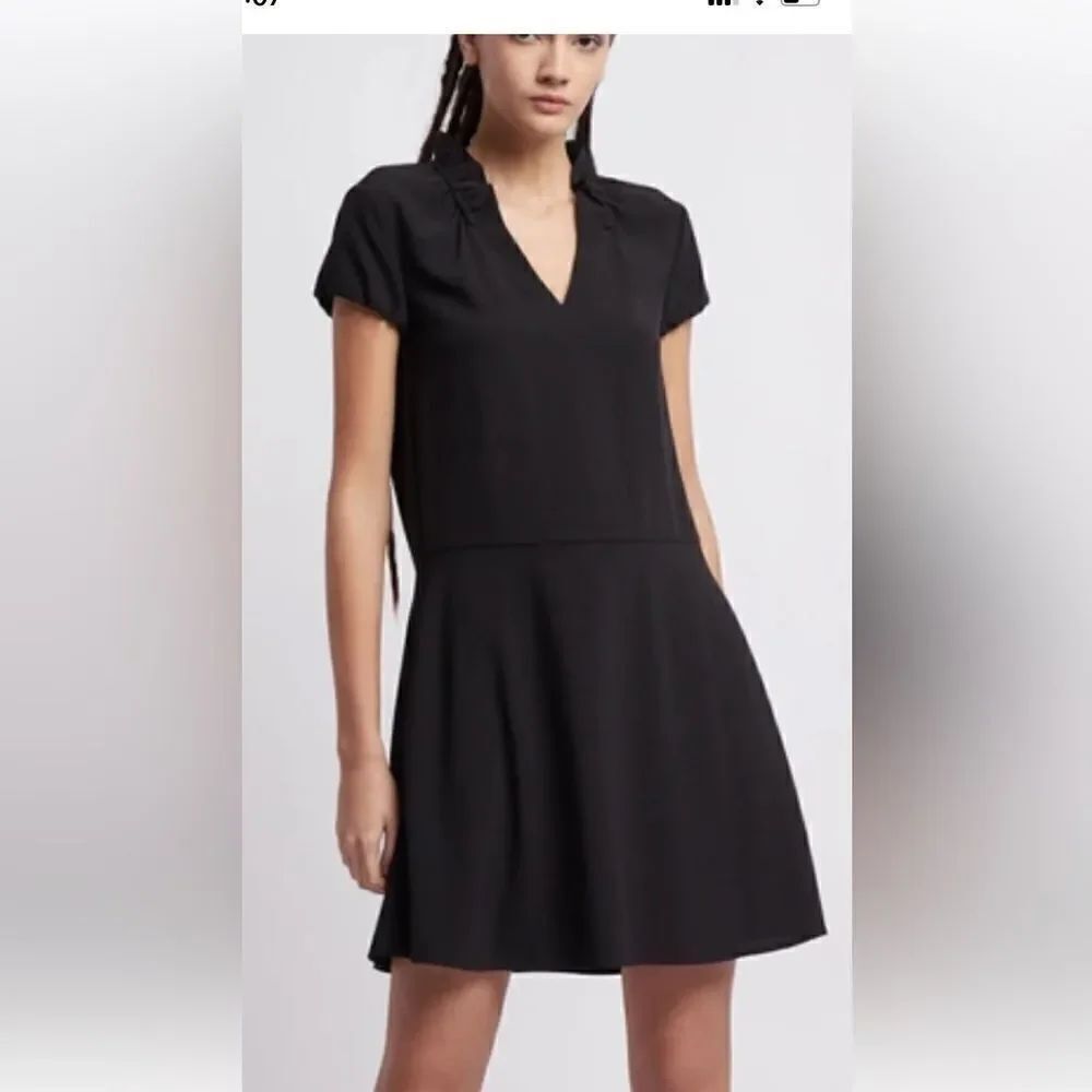 Emporio Armani Vestito Crepe Frills Basic Black Mini Dress Size 38